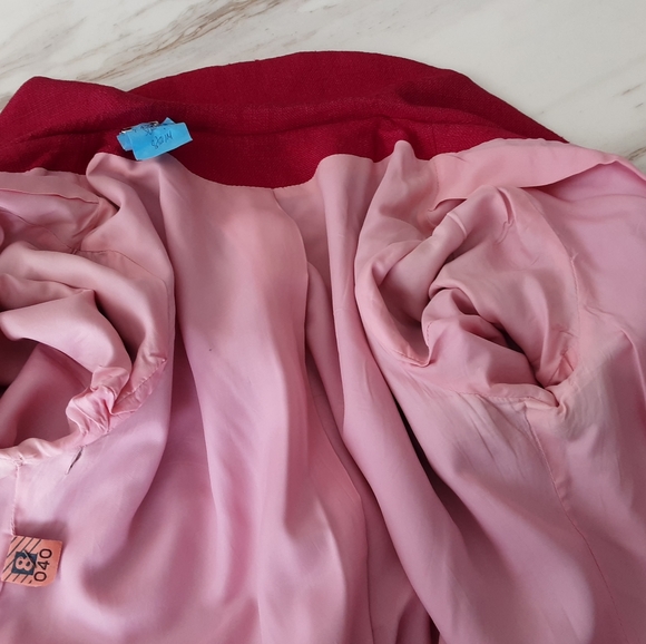 VTG FUCHSIA SILK LINEN BLEND PETER PAN COLLAR SUIT SZ 10 - Picture 13 of 13